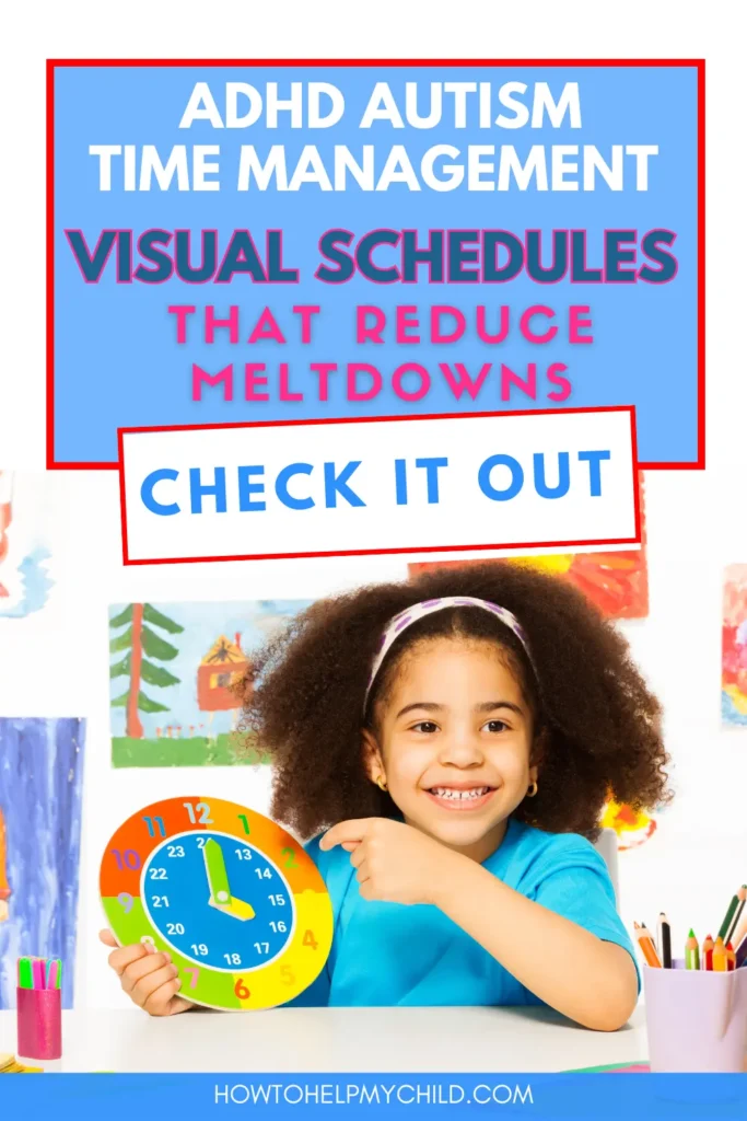  Pinterest graphic for ADHD Autism Time Management with a focused boy and sensory toy, promoting 8 strategies to reduce meltdowns and support emotional regulation in neurodivergent kids.