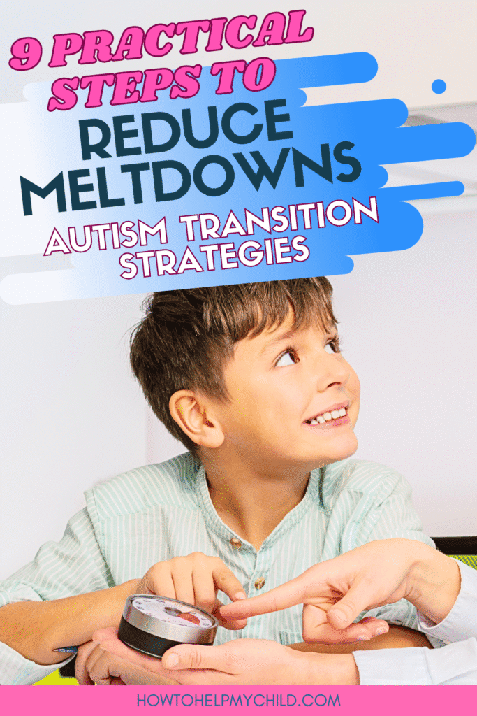 Boy learning to use a visual countdown timer with his parent. This image supports strategies for autism transitions by easing anxiety through predictable routines and visual cues.