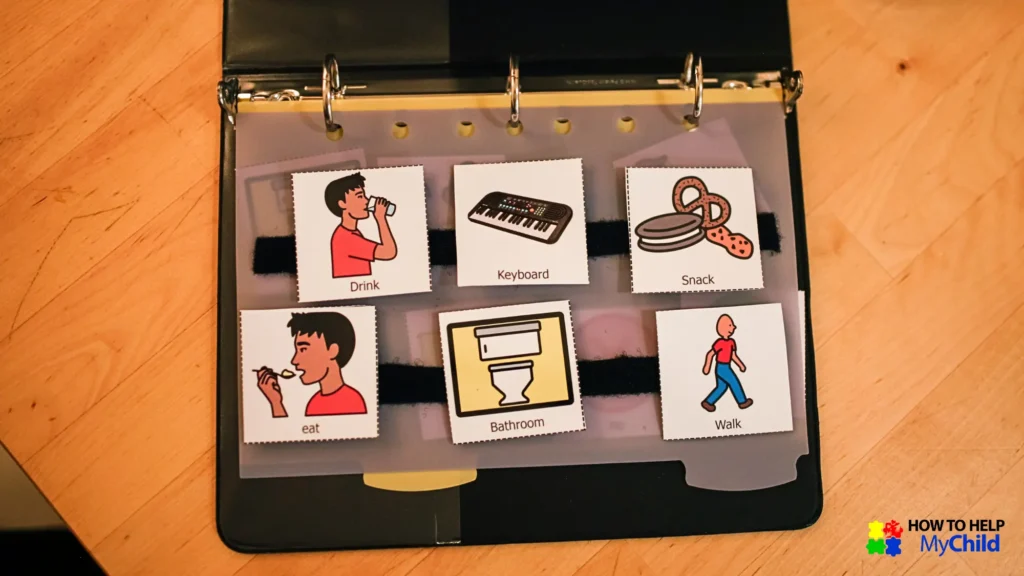 Visual schedule with activity icons helps autistic children understand daily routines and ease autism transitions.