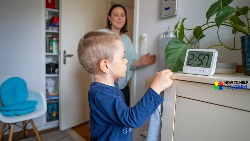 Using a timer for smoother morning routines, as recommended by How to Help My Child, helps children with autism or ADHD transition more easily.