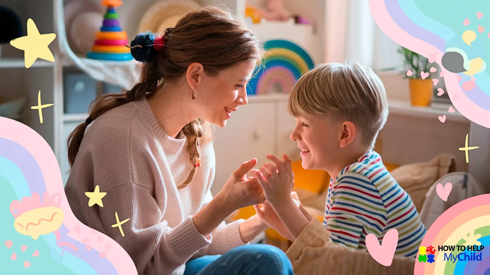 Mother supporting her child with love and connection during autism and ADHD meltdowns, creating a calm and sensory-friendly environment.